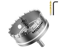 Mollom (87mm | 3-7/16") Scie cloche en carbure pour usage intensif avec 2 forets pilotes, coupe l'acier inoxydable, l'acier doux, le fer, le cuivre, le laiton et le plastique