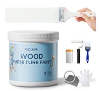 Mollor Peinture Meuble Bois | Idéal pour Rénovation | Chalk Paint, Ardoise Craie | Peinture Mur Intérieure | Mat et Lavable | 0.5kg Blanc avec Outils