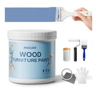 Mollor Peinture Meuble Bois | Idéal pour Rénovation de Meubles | Chalk Paint | Ardoise Craie | Peinture Mur Interieur | Mat et Lavable | Peinture Bois | 1kg Bleu Côte avec des outils