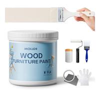 Mollor Peinture Meuble Bois | Idéal pour Rénovation de Meubles | Chalk Paint | Ardoise Craie | Peinture Mur Interieur | Mat et Lavable | Peinture Bois | 0.5kg Blanc Crème avec des outils