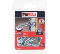 MOLLY Cheville Métallique à Expansion avec Vis Métrique à Tête Cylindrique M5 Ø 5 x 36 mm, Gris, Set de 16 Pièces M16010-XJ