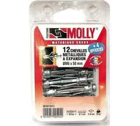 Molly M16110-XJ Chevilles métalliques à expansion avec vis M5 Ø 5 x 50 mm, Gris, Set de 16 Pièces