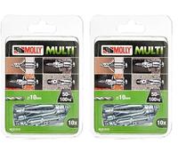 Molly M101010-XJ Molly Multi Chevilles métal avec vis agglo, Gris, Set de 10 Pièces (Lot de 2)