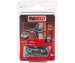 Molly M11110-XJ Chevilles métalliques à expansion avec vis M5 Ø11mm, 5 x 36 mm, Gris, Set de 16 Pièces