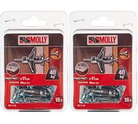 Molly M11110-XJ Chevilles métalliques à Expansion avec vis M5 Ø11mm, 5 x 36 mm, Gris, Set de 16 Pièces (Lot de 2)