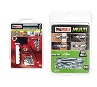 Molly M71931-XJ M71931 Kit d'Outils Gris & M101010-XJ Molly Multi Chevilles métal avec vis agglo, Gris, Set de 10 Pièces