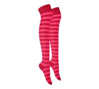 MOLLY MALOU Chaussettes au-dessus du genou à rayures confortables en coton majoritaire Taille 37-39, Rouge fuchsia, 4-6.5