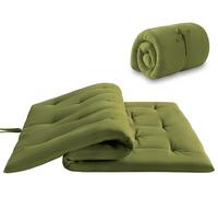 Mollydot Matelas futon de sol japonais, grand lit, matelas de sol pliable, tatami portable, coussin futon pliable enroulable, convient pour camping, chambre d'amis, dortoir (vert)
