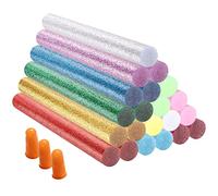 Mollyfox Lot de 20 Bâtons de Colle Chaude - Ø 11 x 200 mm - Bâtons de Pistolet à Colle Scintillants pour Décoration avec Doigtiers en Caoutchouc, Idéal pour Artisanat, Bricolage, Réparation