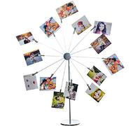 Mollytek Support photo de bureau avec clips pour cartes postales, cartes cadeaux, photos, support décoratif pour décoration de table, motif roue céleste, design romantique avec fil plaqué et 14 clips