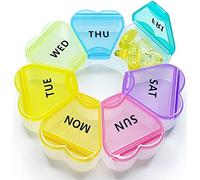 MOLN HYMY Grand pilulier hebdomadaire 7 jours, pilulier 1 fois par jour, pilulier floral une fois par jour, joli distributeur de médicaments pour vitamines/huile de poisson/médicaments/compléments