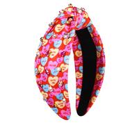 MOLOCH Serre-tête en velours avec cœur rose pour femme - Conversation en strass - Pour la Saint-Valentin, un concert à la campagne