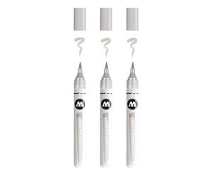 Molotow Aqua Color Brush Lot de 3 marqueurs à base d'eau pour aquarelle et lettrage à la main Couleur 039 Gris chaud 04