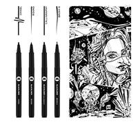 MOLOTOW Liners Blackliner Set 3 – 4 pointes spéciales – Encre permanente indélébile – 4 pièces, noir