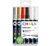 Molotow Lot de 6 marqueurs à craie Chalk Basic - 1 à 4 mm - Couleurs assorties