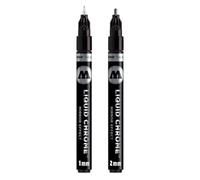 Molotow Marqueur Liquid Chrome (avec encre spéciale pour effet miroir) 2 pièces 1 und 2 mm