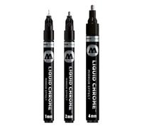 Molotow Marqueur Liquid Chrome (avec encre spéciale pour effet miroir) Lot de 3 1, 2 und 4 mm chrome
