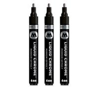 Molotow Marqueur Liquid Chrome (avec encre spéciale pour effet miroir) Lot de 3 4 mm