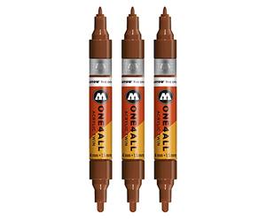 Molotow mo227410 ONE4all Acrylic Twin pour charpentier, Noisette, Lot de 3