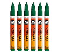 Molotow One4All 127HS Lot de 6 marqueurs acryliques (épaisseur de trait de 2,0 mm, haute couverture et permanente, résistants aux UV, pour presque toutes les surfaces) Couleur 096 MISTER GREEN