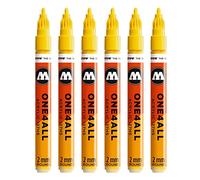 Molotow One4All 127HS Lot de 6 marqueurs acryliques (épaisseur de trait de 2,0 mm, haute couverture et permanente, résistants aux UV, pour presque toutes les surfaces) Couleur 006 Jaune zinc