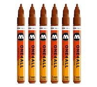 Molotow One4All 127HS Lot de 6 marqueurs acryliques (épaisseur de trait de 2,0 mm, haute couverture et permanente, résistants aux UV, pour presque toutes les surfaces) Couleur 092 noisette marron