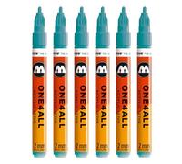 Molotow One4All 127HS Lot de 6 marqueurs acryliques (épaisseur de trait de 2,0 mm, très couvrant et permanent, séchage rapide, rechargeables, pour presque tous les supports) Couleur 254 Bleu olympique