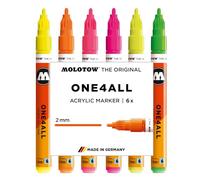 MOLOTOW Marqueurs acryliques One4All 127HS fluo Lot de 6 — 2,0 mm, permanent, rechargeable