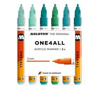 Molotow One4All 127HS Lot de 6 marqueurs acryliques tropicaux (épaisseur de trait 2,0 mm, couvrant et permanent, séchage rapide, rechargeables, pour presque toutes les surfaces)