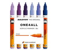 Molotow One4All 127HS Lot de 6 marqueurs acryliques violets (épaisseur de trait de 2,0 mm, couvrant et permanent, séchage rapide, rechargeables, pour presque toutes les surfaces)