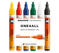 Molotow One4All 227HS Basic Marker Lot de 6 marqueurs acryliques (épaisseur de trait 4,0 mm, couvrant et permanent, séchage rapide, rechargeables, pour presque toutes les surfaces)