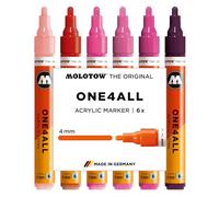Molotow One4All 227HS Lot de 6 marqueurs acryliques roses (épaisseur de trait de 4,0 mm, couvrant et permanent, séchage rapide, rechargeables, pour presque toutes les surfaces)