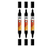 Molotow One4All Lot de 3 marqueurs acryliques Twin (épaisseur de trait 1,5 et 4,0 mm, très couvrant et permanent, séchage rapide, rechargeables, pour presque toutes les surfaces) Couleur 252 noir
