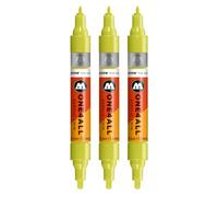 Molotow One4All Lot de 3 marqueurs acryliques Twin (épaisseur de trait 1,5 et 4,0 mm, très couvrant et permanent, séchage rapide, rechargeables, pour presque toutes les surfaces) Couleur 257 vert