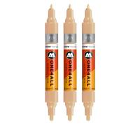 Molotow One4All Lot de 3 marqueurs acryliques Twin (épaisseur de trait 1,5 et 4,0 mm, très couvrant et permanent, séchage rapide, rechargeables, pour presque tous les supports) Couleur 259 sable
