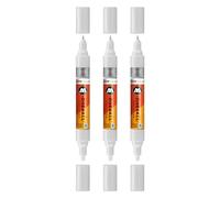 Molotow One4All Lot de 3 marqueurs acryliques Twin (épaisseur de trait 1,5 et 4,0 mm, très couvrant et permanent, séchage rapide, rechargeables, pour presque toutes les surfaces) Couleur 251 blanc