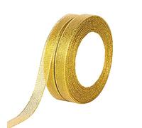 molshine Rubans d'organza d'or de 13 mm x 45 m Ruban de paillettes fines et scintillantes pour le bricolage, l'artisanat, l'emballage de cadeaux, la décoration de festival (or, 13 mm (1/2"))