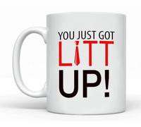 MoltDesigns Mug humoristique avec inscription « You Just Got Litt Up! » Louis-Litt - Harvey-Specter - Tasse à café amusante - Cadeau pour les amateurs de café - Cadeau pour homme et femme - 325 ml