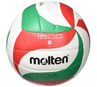 Molten V4M1500 - Ballon de Volleyball, Couleur Blanc/Vert/Rouge, Taille 4