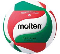 Molten Ballon de volley-ball VM2200 – Cuir artificiel – Blanc/Vert/Rouge – Taille 5