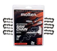 MoltenSales Lot de 3 chaînes de tronçonneuse de 40,6 cm 3/8" .043 55DL de rechange pour Stihl MS 170 250 251 61PMM355 Oregon 90PX055G 90PX R55