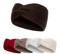 molti Bandeau d'hiver pour femme en 100 % laine mérinos - 55 à 60 cm - Chaud - Doux et élastique - Alternative tendance au bonnet - Maille côtelée (marron)