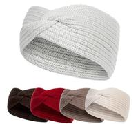 molti Bandeau d'hiver pour femme en 100 % laine mérinos - 55 à 60 cm - Chaud - Doux et élastique - Alternative tendance au bonnet - Maille côtelée - Gris