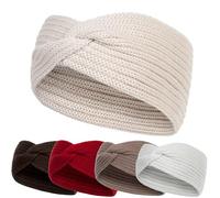 molti Bandeau d'hiver pour femme en 100 % laine mérinos - 55 à 60 cm - Chaud - Doux et élastique - Alternative tendance au bonnet - Maille côtelée (beige)