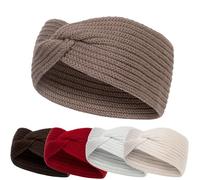 molti Bandeau d'hiver pour femme en 100 % laine mérinos - 55 à 60 cm - Chaud - Doux et élastique - Alternative tendance au bonnet - Maille côtelée (moka)