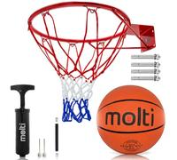 molti HangRing Kit d'anneaux de basket-ball Ø 45 cm Ø 37 cm avec ballon et pompe à ballon, panier de basket, filet de basket-ball et vis de fixation, jeu de basket-ball, sport d'équipe, intérieur et