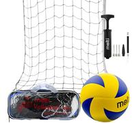 molti Kit ballon de volleyball de taille 5 + filet de volleyball 9,5 m x 1 m + pompe à ballon avec 3 aiguilles - Ballon de jeu de loisirs - Ballon de beach-volley pour l'intérieur et l'extérieur