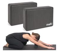 Molti Lot de 2 blocs de yoga en liège naturel et mousse - 23 x 15 x 7,5 cm - Pour yoga, asanas, étirement, méditation, pilates, fitness, spagates - Noir