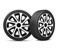 Moltico Enjoliveur - Set de 4 Universel Enjoliveurs - Adapté à Toutes Roues en Acier - Enjoliveurs pour Auto - Anneau de Sécurité Réglable - 13 Pouces - Blanc-Noir