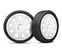 Moltico Enjoliveur - Set de 4 Universel Enjoliveurs - Adapté à Toutes Roues en Acier - Enjoliveurs pour Auto - Anneau de Sécurité Réglable - 13 Pouces - Blanc